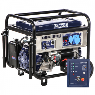 Vienfazis elektros generatorius BullMach AMBRA 13800 E 10kW  AVR + ATS