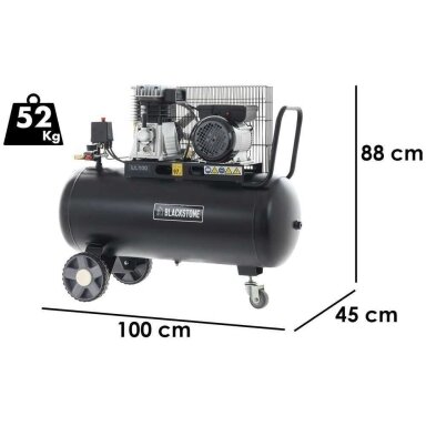 Elektrinis oro kompresorius BlackStone B-LBC 100-20 100L-8bar su diržine pavara