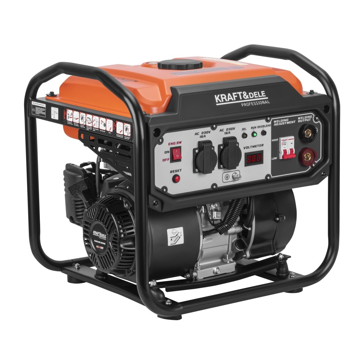 Inverterinis elektros generatorius KRAFT&DELE KD3234 5.8/6.2kW su suvirinimo aparatu Inverterinis elektros generatorius KRAFT&DELE KD3234 5.8/6.2kW su suvirinimo aparatu